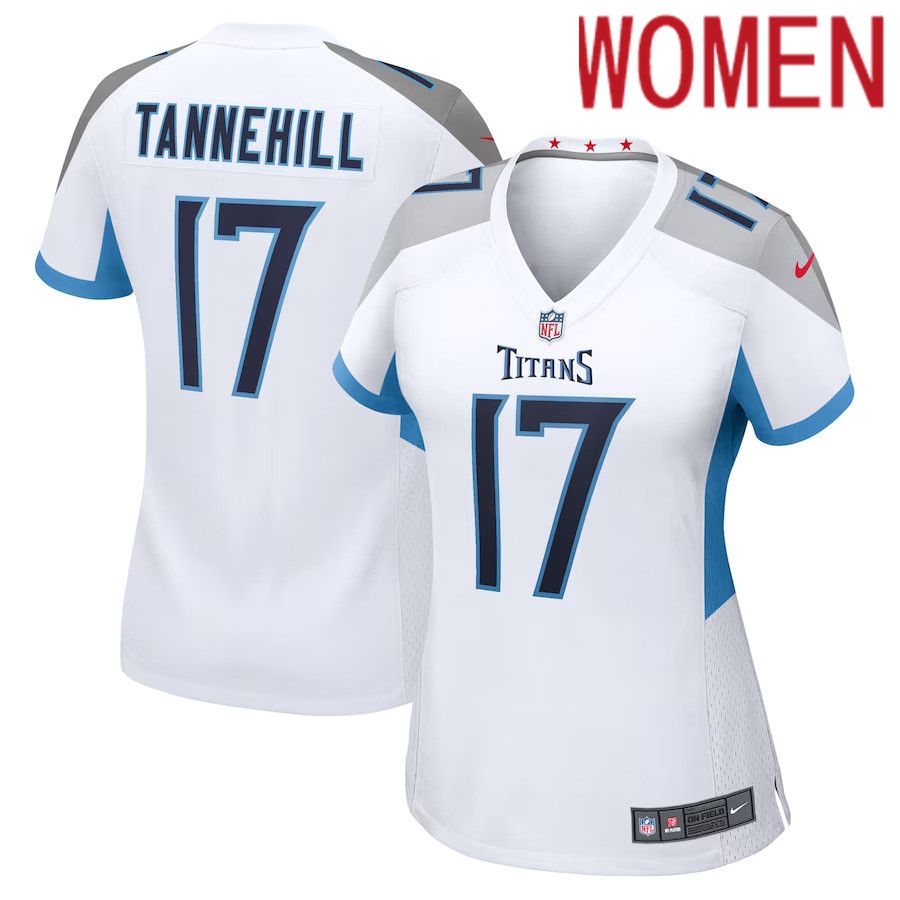 Women Tennessee Titans 17 Ryan Tannehill Nike White Game Player NFL Jersey